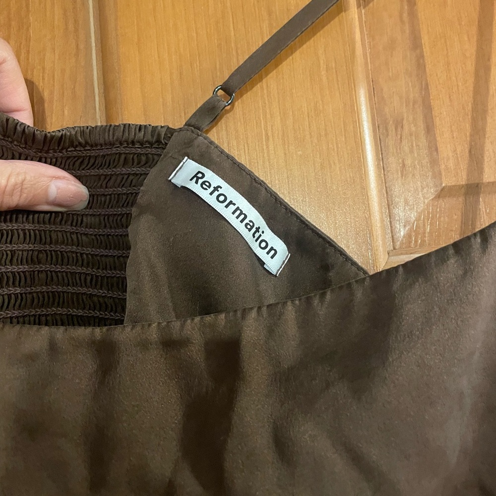 Reformation chocolate silk dress - Picture 3 of 3